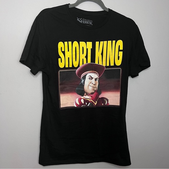 Dreamworks Short King Shrek Black Graphic Tee Size Small Unisex EUC - Picture 1 of 5